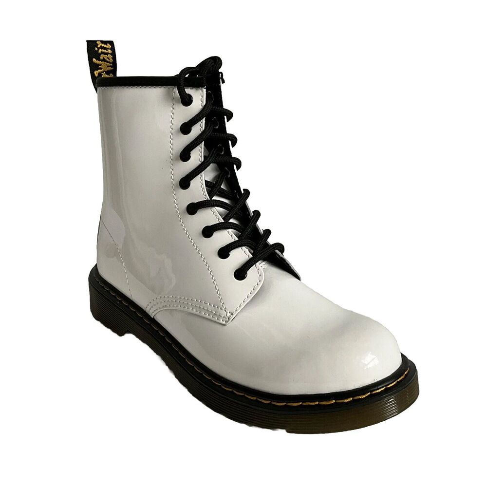 Dr. Martens Patent Leather 8-Eye Bootie White 6